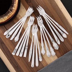 Vintage Silverplate Cocktail Forks, Mismatched Cocktail Fork Set, Oyster Forks, Seafood Forks, Olive Forks, Appetizer Forks