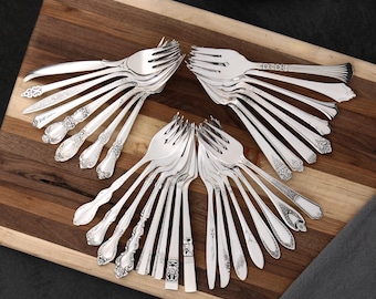 Mismatched Vintage Silverplate Salad Forks: Eclectic Tableware, Sets of 2, 4, or 8