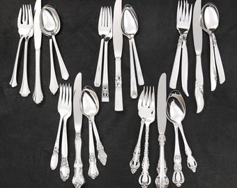 Mismatched Vintage Silverplate Place Settings - 5-Piece Flatware Sets - Curated or Surprise Me