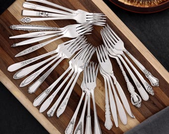 Mismatched Silverplate Dinner Forks: Antique Farmhouse Tableware
