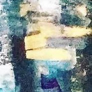 May include: Abstract art piece with a vertical orientation. The artwork features a blend of colors, including blues, yellows, and reds. The brushstrokes create a textured effect, with a mix of light and dark shades. The overall style is reminiscent of expressionism.