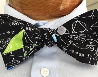 Algebra Bow Tie, Mathmatical bow tie, Novelty bow tie, Self tie bow tie, Adjustible neck bow tie, black bow tie, Father's Day gift