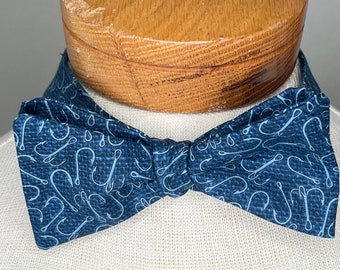 Fishhook self tie adjustable bow tie, boy's novelty print bow tie, Man's gift, Father's Day gift, man teacher's gift, groom men's gift