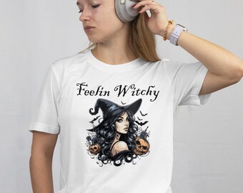 Feelin’ Witchy Halloween Digital Download | Gothic Witch PNG | Spooky Season Clipart for Sublimation & T-Shirts