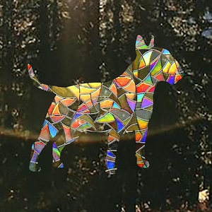 Bull Terrier Suncatcher - Dog Window Ornament Decal Sun Catcher Sticker - English Bull Terrier Gifts Boho Home Decor