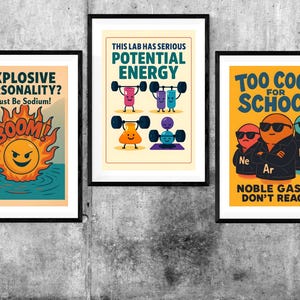 Funny Science Poster Bundle | 16 Printable Wall Art Designs | Biology, Chemistry & Physics Humor | Digital Download | Science Class Decor