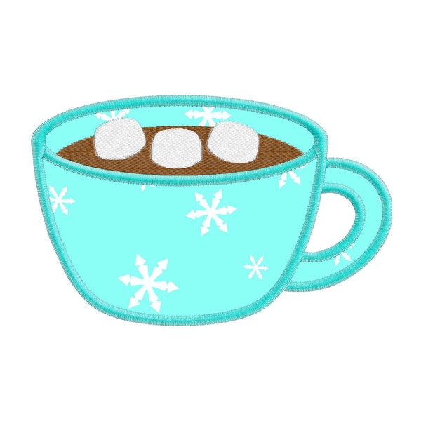 Hot Chocolate with Marshmallows Individual APPLIQUE Machine Embroidery Designs