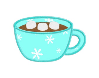 Hot Chocolate with Marshmallows Individual APPLIQUE Machine Embroidery Designs