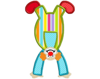 Handstand Circus Clown Individual APPLIQUE Machine Embroidery Designs