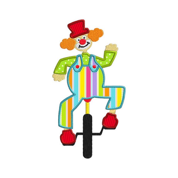 Clown On Unicycle Cartoon
