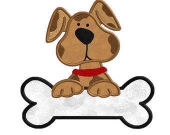 Dog With Bone APPLIQUE Machine Embroidery Designs