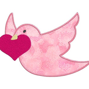 Heart Dove Individual APPLIQUE Machine Embroidery Designs