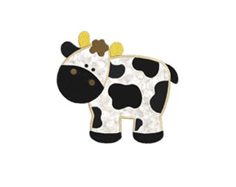 Diseños de bordado a máquina con apliques individuales de animales de granja: vaca.