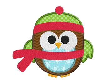 Christmas Winter Owl Individual APPLIQUE Machine Embroidery Designs