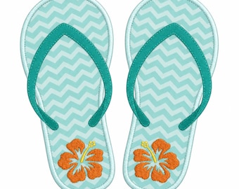 Summer Flip Flop Sandal 1 Individual APPLIQUE Machine Embroidery Digital Design Baby, Toddler, Girl, Teen, Women, Home, Nursery, Bedroom
