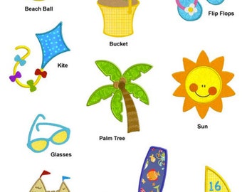 Summer Fun APPLIQUE Machine Embroidery Designs