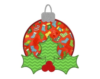 Christmas Holly Ornament Individual APPLIQUE Machine Embroidery Designs