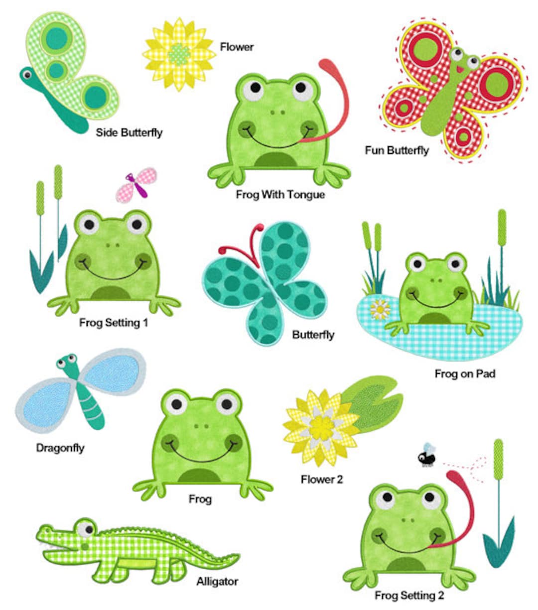 Frogs and Spring APPLIQUE Machine Embroidery Designs - Etsy