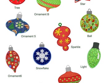 Christmas Ornaments APPLIQUE Machine Embroidery Designs