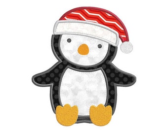 Winter Sitting Santa Penguin Individual APPLIQUE Machine Embroidery Designs