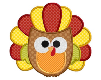 Thanksgiving Fall Turkey Owl Individual APPLIQUE Machine Embroidery Designs