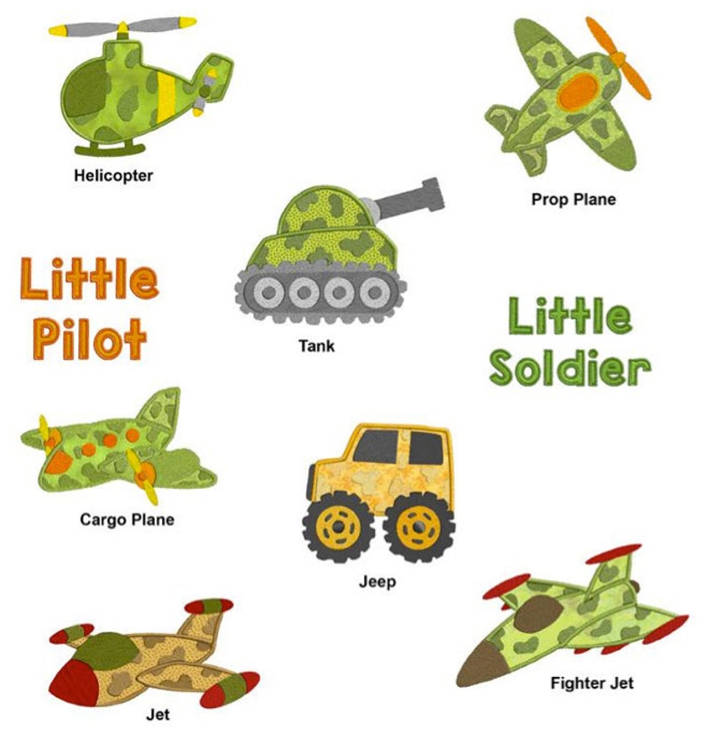 Military Vehicles APPLIQUE Machine Embroidery Designs Marines, Army, Navy, Airforce image 1