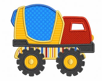 Cement Mixer Construction Truck Vehicle Individual APPLIQUE Machine Embroidery Designs Baby, Toddler, Boy, Girl, Women, Nursery, Bedroom