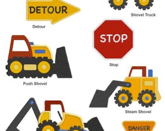 Construction Truck Vehicles Machine EMBROIDERY Designs