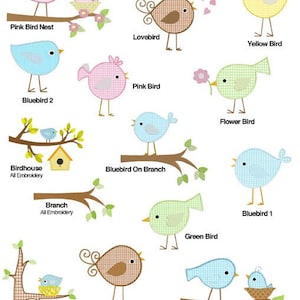 Spring Birds APPLIQUE Machine Embroidery Designs