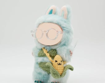 Bikini di mais cucito a mano, set da 4 pezzi per bambola LAABUBU da 17 cm