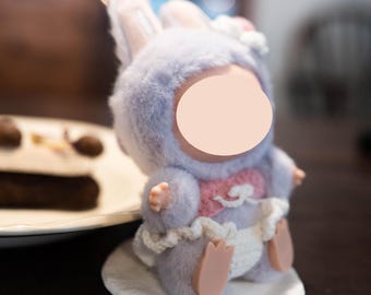 Ropa Labubu para muñeca de 17 cm (sin muñeca), conjunto de bikini de 4 piezas con flores azules hecho a mano con accesorios, atuendo elegante, vestido bonito.