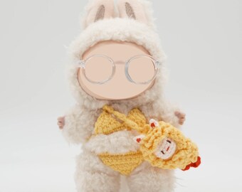 Hand-Sewn Fried Shrimp Outfit for 17cm LAABUBU Doll: 4-Piece Set