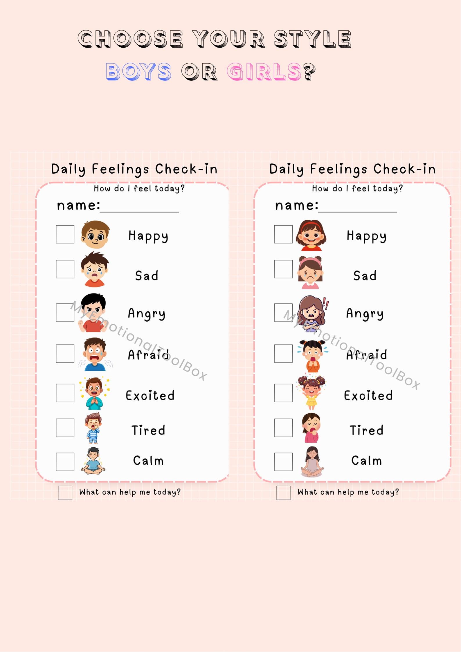 Daily Feelings Check-in Printable | Emotions Chart for Kids | Emotional ...