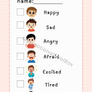 Daily Feelings Check-in Printable | Emotions Chart for Kids | Emotional ...