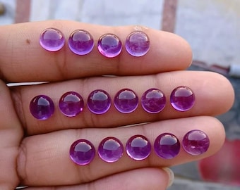 Natural Amethyst Smooth Cabochon Round Shape Handmade Loose Gemstones ( 8 MM )