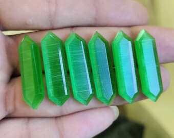 Pierres précieuses artisanales en vrac, taille Monalisa verte (8 x 30 mm)