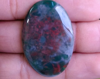 Natural Bloodstone Cabochons Oval Shape Handmade Loose Gemstones (38x25x4 MM)