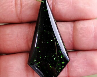 Green Sandstone Cabochon Fancy Shape Handmade Loose Gemstones Front To Back Drilled (48x23x6 MM)