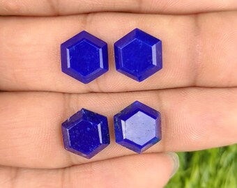 Lapis-lazuli naturel taillé en hexagone à degrés, pierres précieuses artisanales (10 mm)