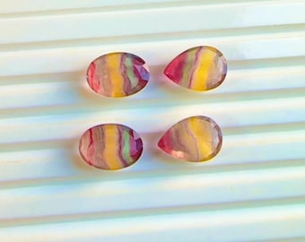 Multi Fluorite Faceted Oval And Pear Shape Handmade Loose Gemstones ( 10x14 MM )