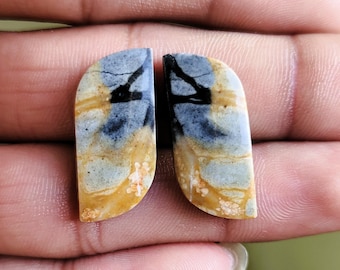 Natural Picasso Jasper Cabochons Fancy Shape Handmade Loose Gemstones ( 25x11x4 MM )