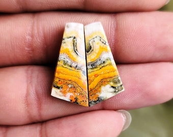 Natural Yellow Jasper Cabochon Fancy Shape Handmade Loose Gemstones ( 24x11x4 MM )