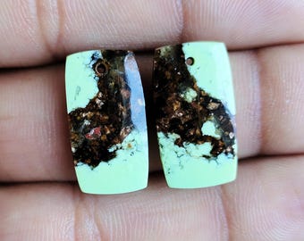 Lemon Chrysoprase Smooth Cabochon Baguette Shape Gemstones  Front To Back Drilled 20x11x3 MM