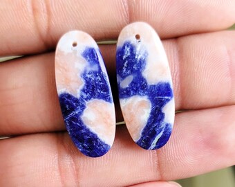 Sodalite Smooth Cabochon Oval Shape Gemstones Front To Back Drilled 27x11x4 MM