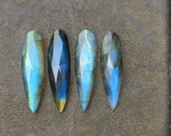 Pierres précieuses naturelles en labradorite taillée en rose, forme poire, taillées à la main (8 x 30 mm)
