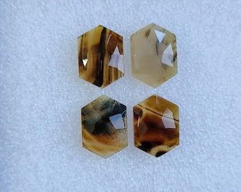 Pierres précieuses artisanales en agate naturelle du Montana, taillées en rose, de forme fantaisie (10 x 14 mm)