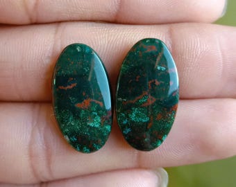 Natural Bloodstone Cabochons Oval Shape Handmade Loose Gemstones (23x13x4 MM)