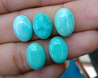 Cabochons de larimar naturel de forme ovale, pierres précieuses artisanales (10 x 14 mm)