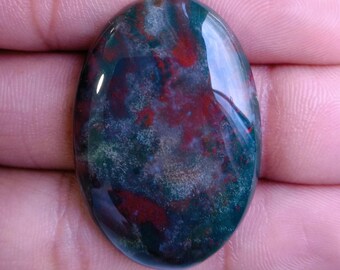 Natural Bloodstone Cabochons Oval Shape Handmade Loose Gemstones (35x24x6 MM)