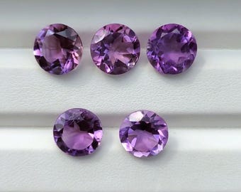 Natural Amethyst Faceted Round Shape Handmade Loose Gemstones ( 10 MM )